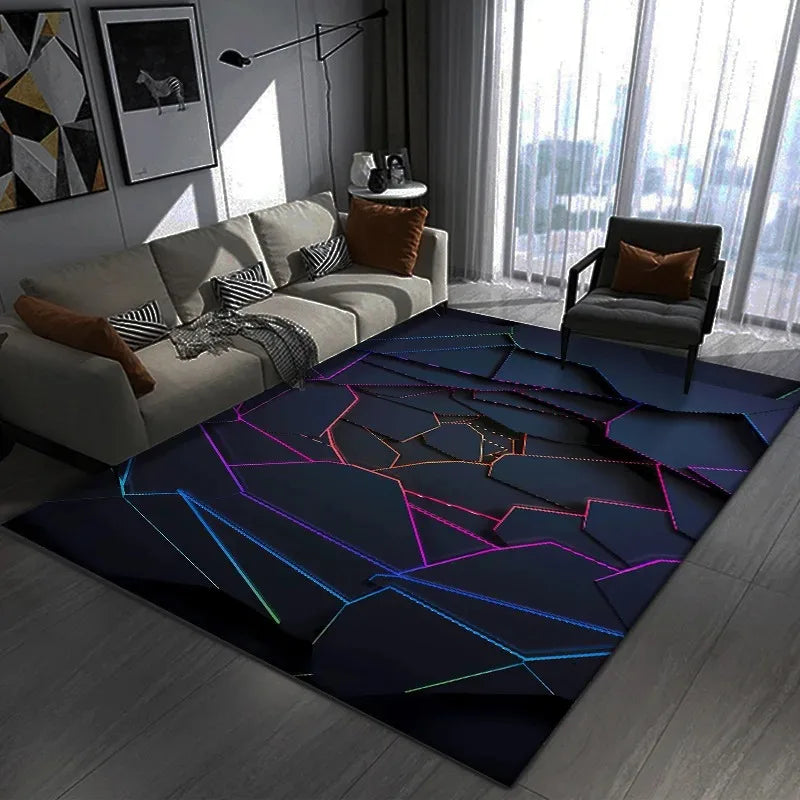 Dazzling 3D Visual Geometry Pattern Carpet