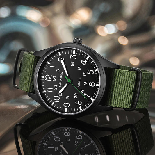 Men's Military Sports Quartz Watch with Nylon Strap