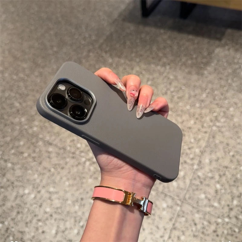 Luxury Matte Leather Phone Case For iPhone