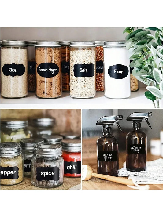 Black Waterproof Reusable Label Stickers
