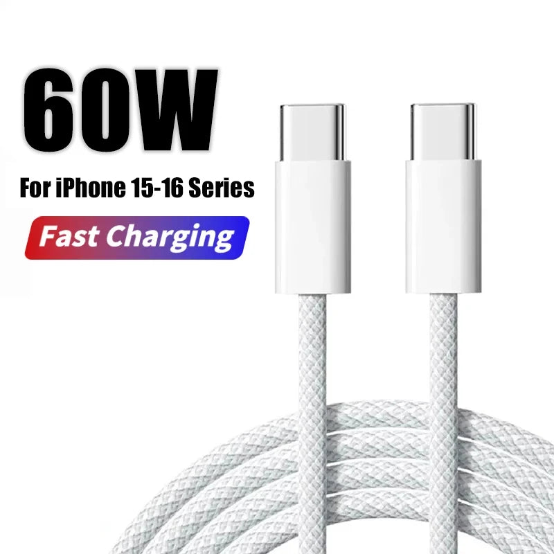 60W USB-A to USB-C Braided Fast Charging Cable