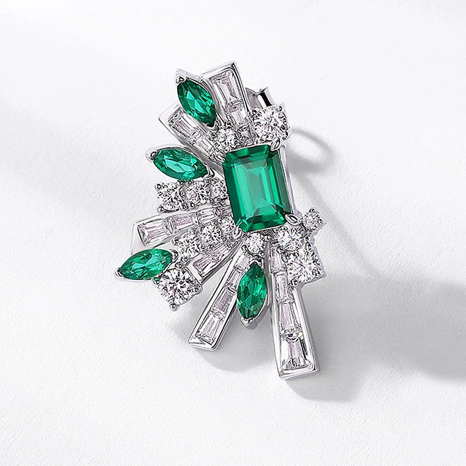 925 Silver Lab Emerald Wing Earrings