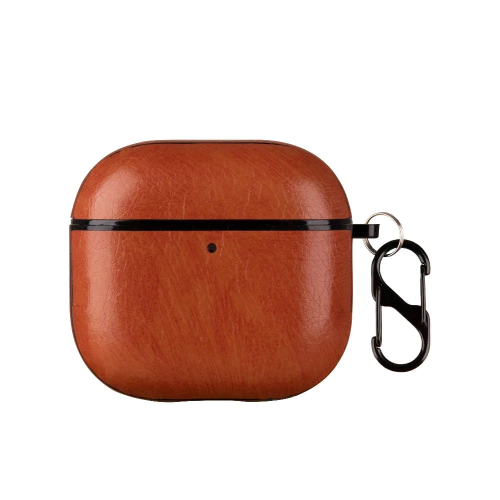 PU Leather Earphone Case For Apple AirPods With Keychain