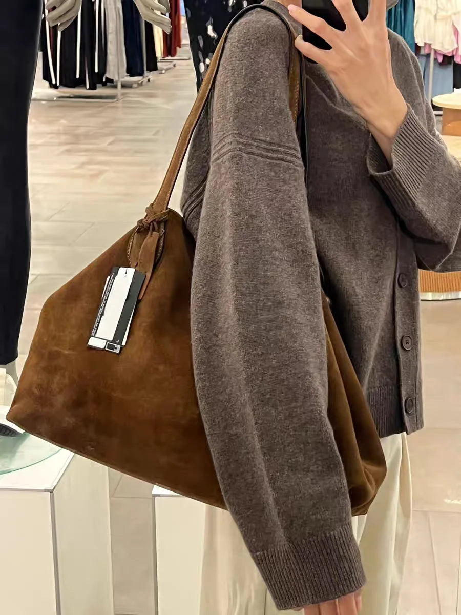Suede Women's Shoulder Bag Matte Cowhide