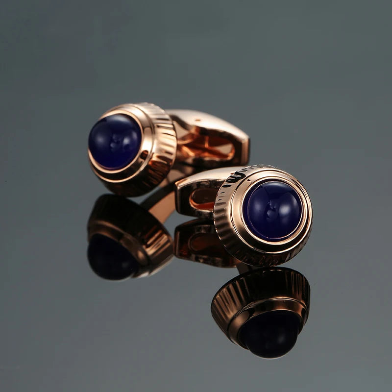 Novelty Luxury Blue White Crystal Cufflinks