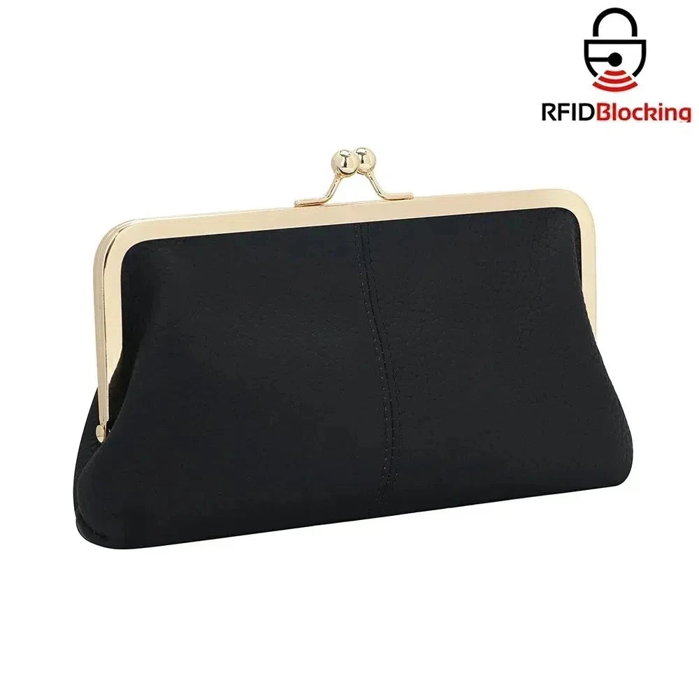 Genuine Leather Kiss Lock Wallet
