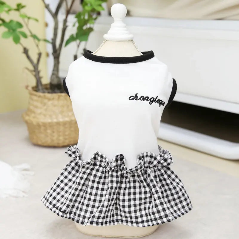 Strawberry Print Summer Dog Dress with Bow