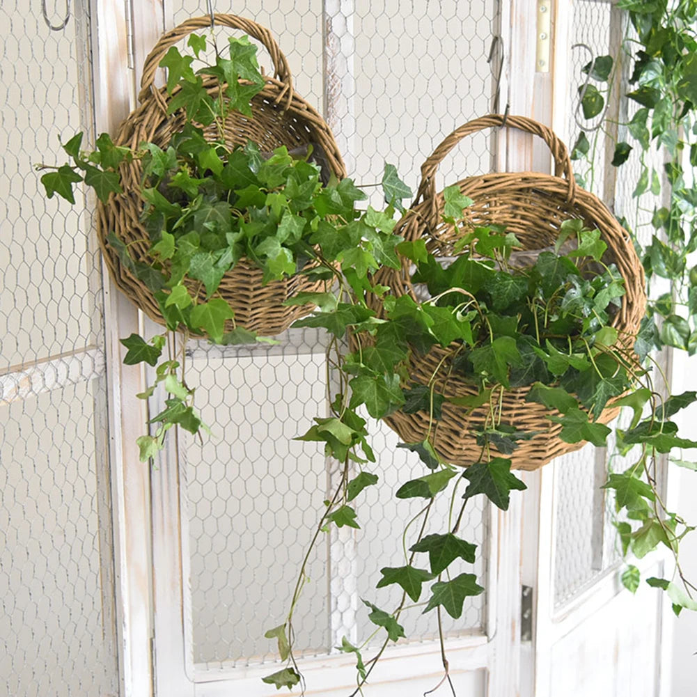 Wall Mounted Rattan Basket Hanging Planter