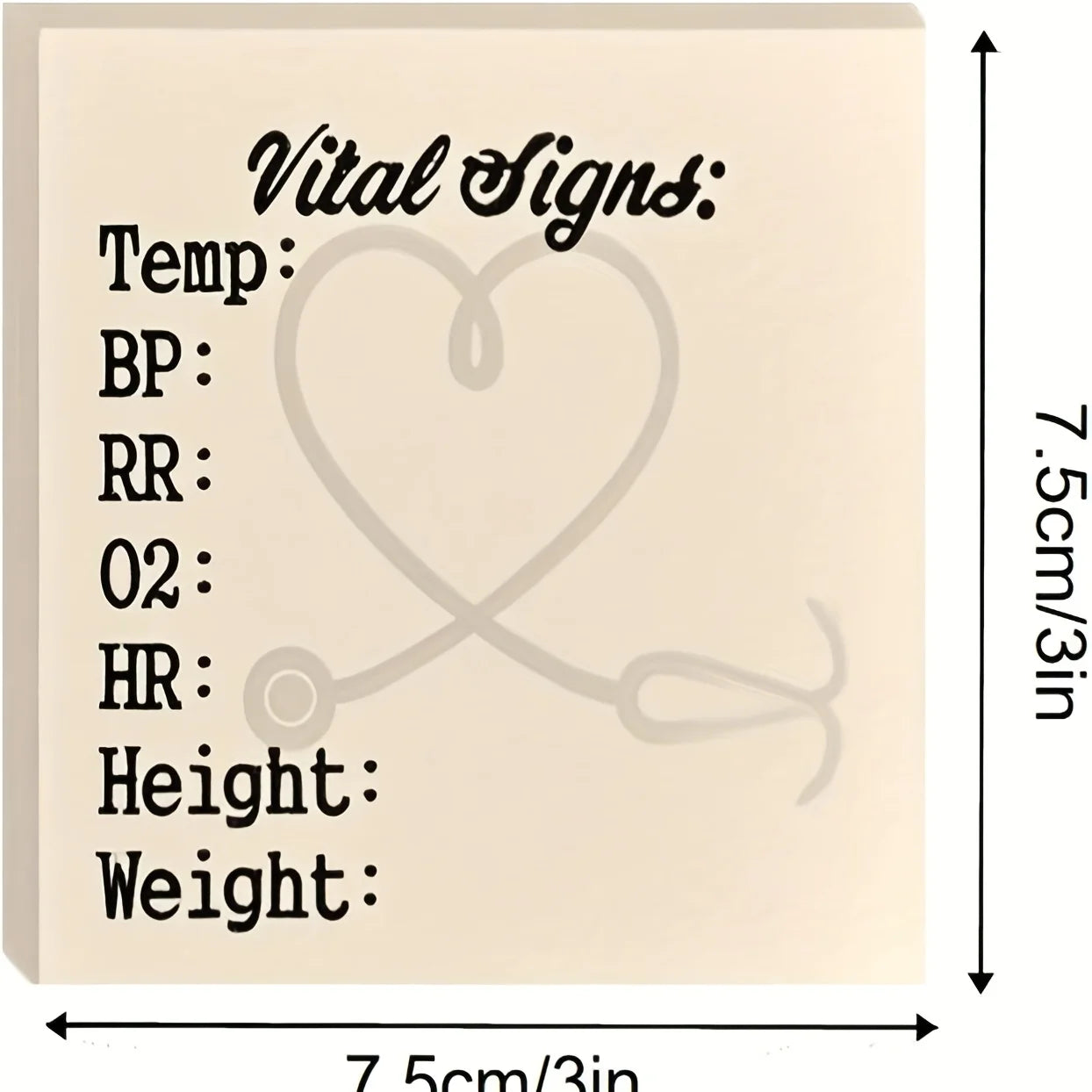 Patient Vital Signs Sticky Note Pad