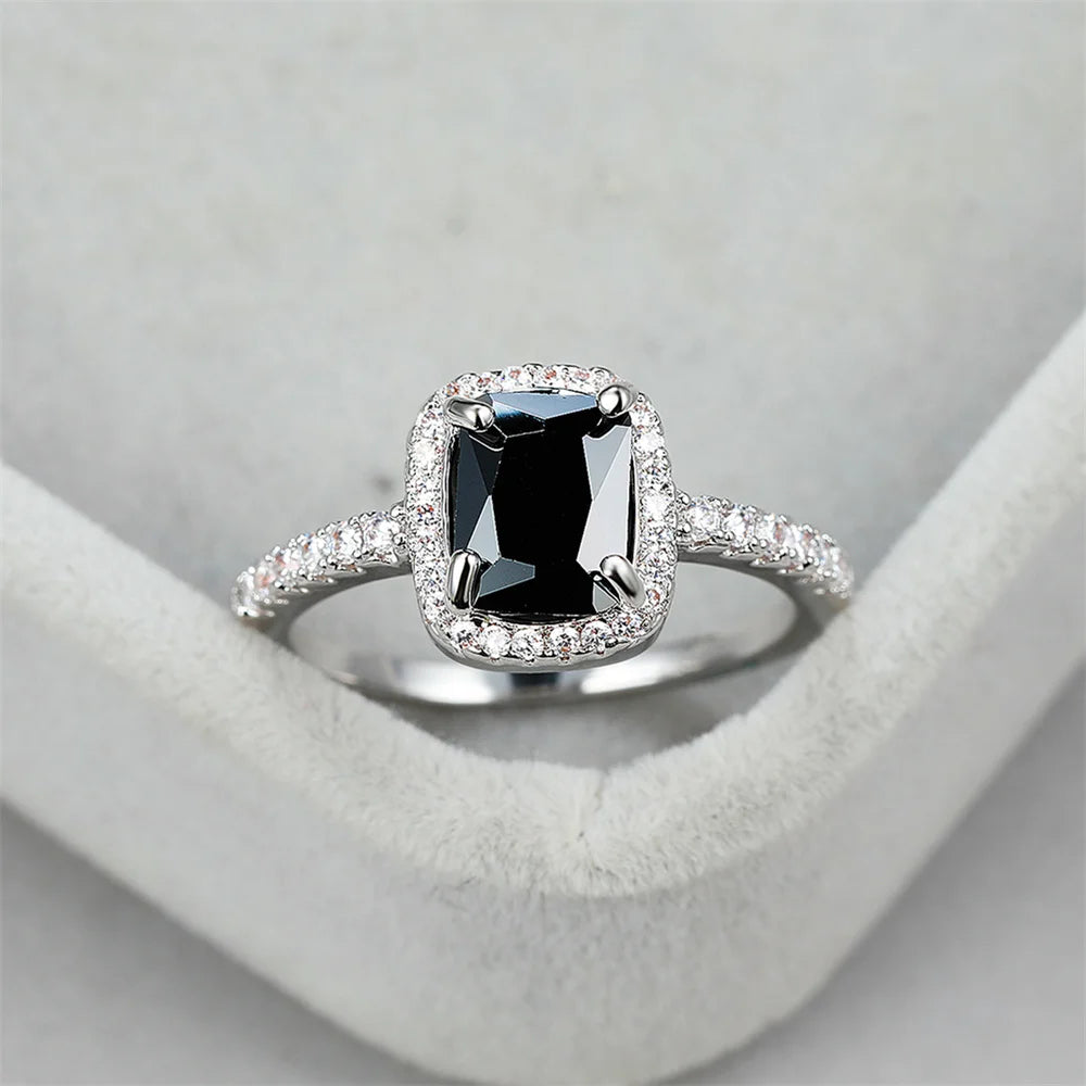 Luxury Black Zircon Stone Ring