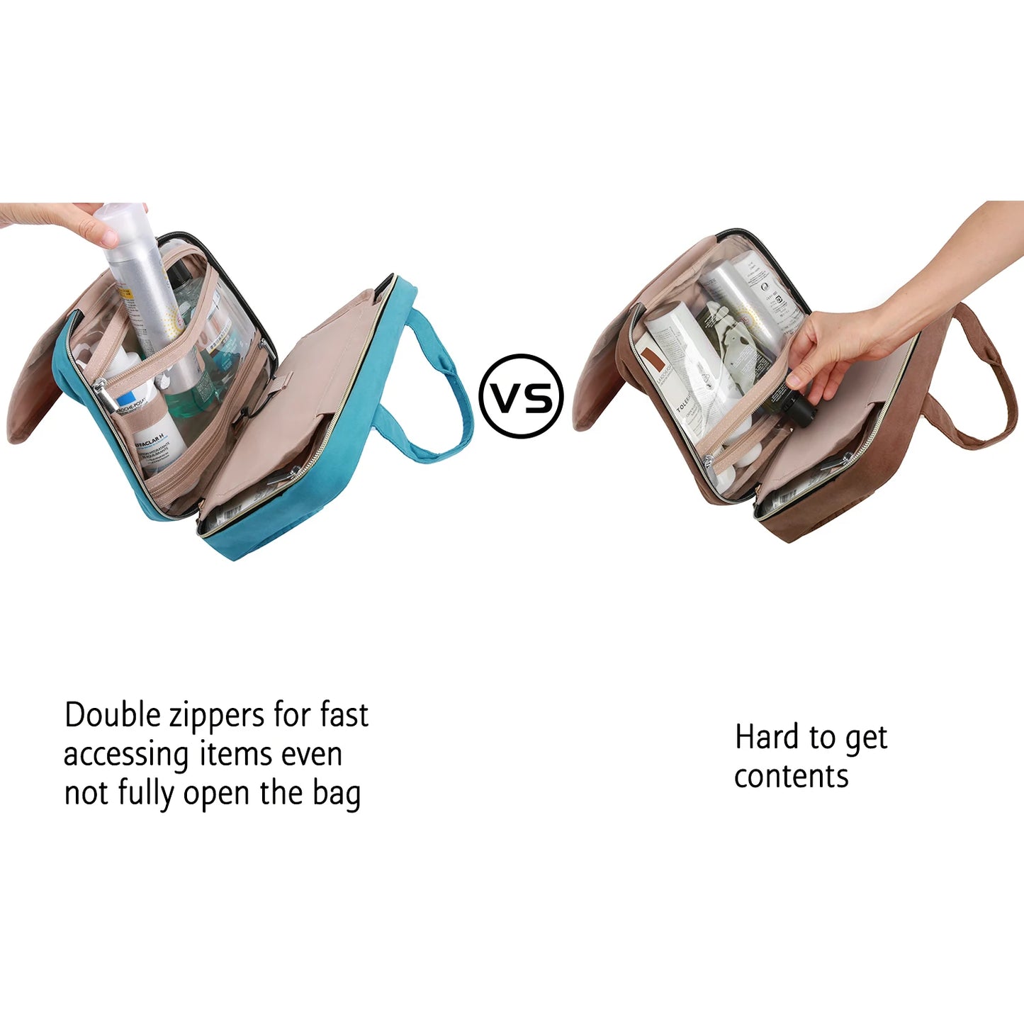 Makeup Cosmetic Bag with Hanging Hook Water-resistant