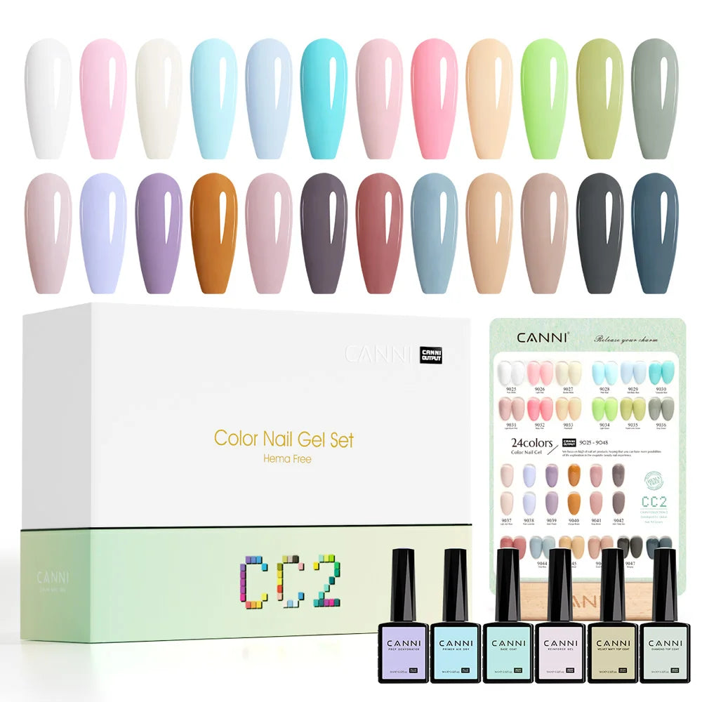 2/6pcs/kit CANNI HEMA FREE Nail Gel Polish Kit Semi Permanent