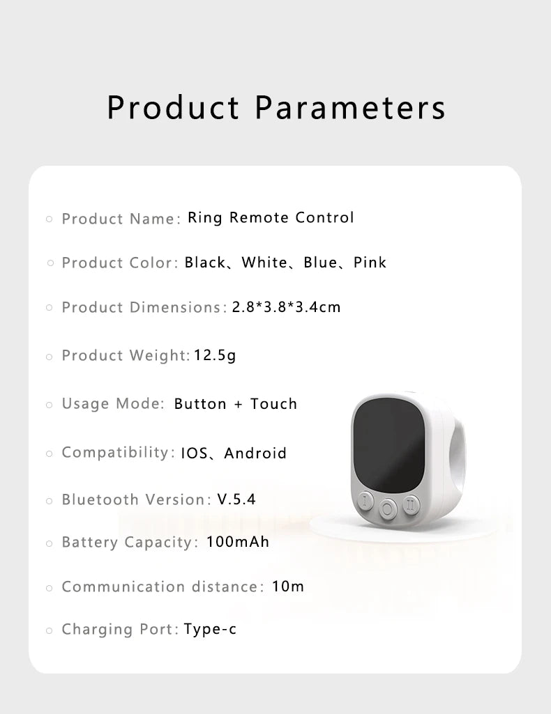 Bluetooth Touchpad Ring Remote Control