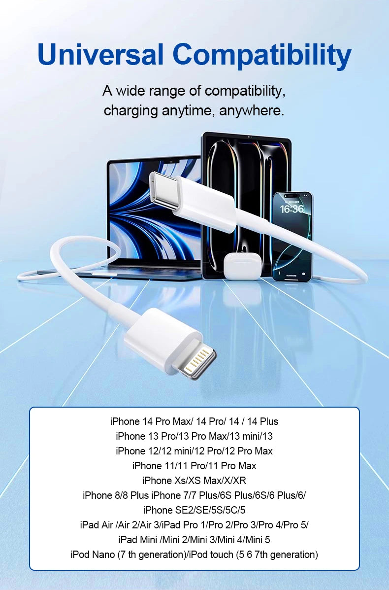 20W PD Lightning Cable Type C For Iphone