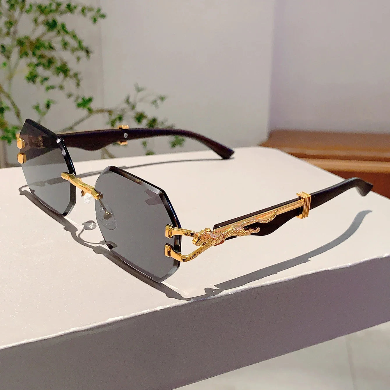 Vintage Rimless Polygon Sunglasses