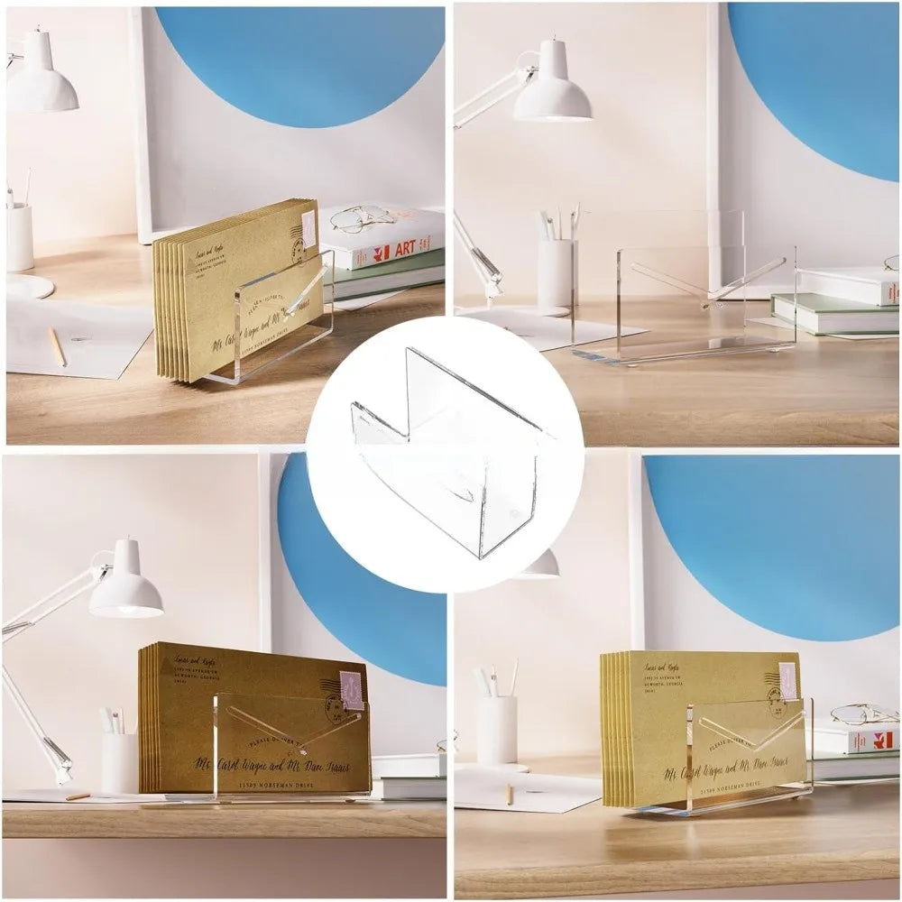 Acrylic Desk Organizer Letter Storage Rack