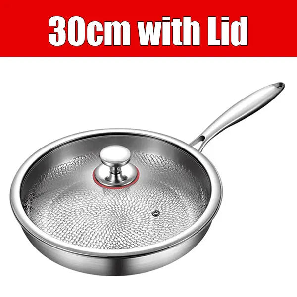 3-Layer Stainless Steel Chef’s Frying Pan with Glass Lid