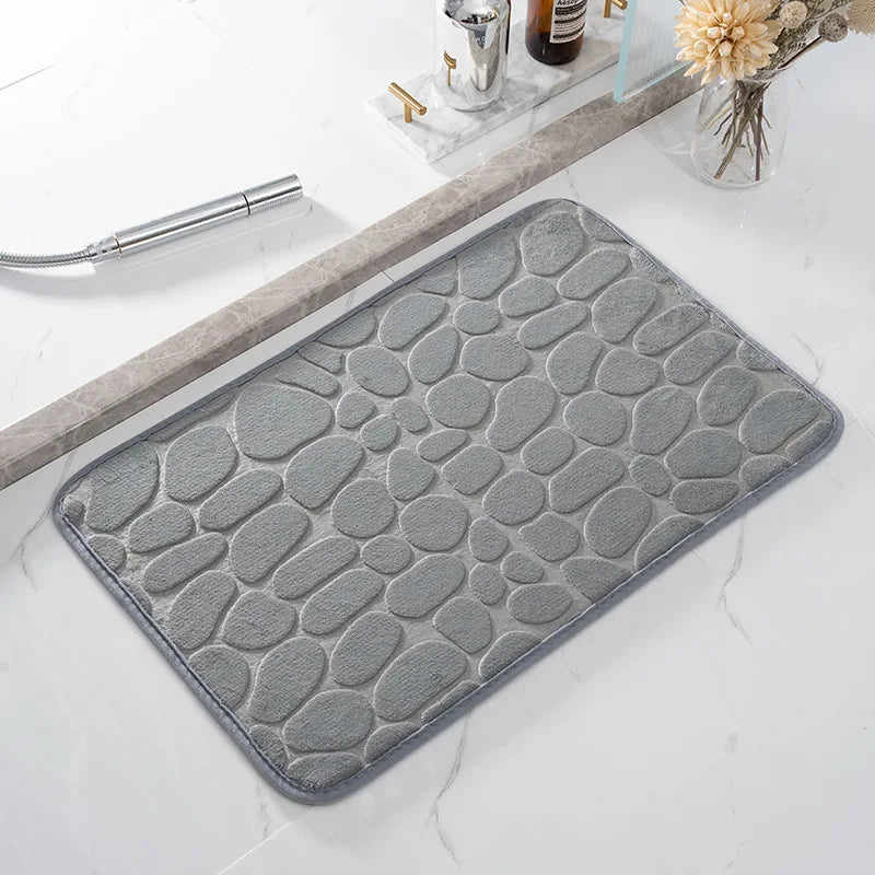 Cobblestone Embossed Bathroom Bath Mat