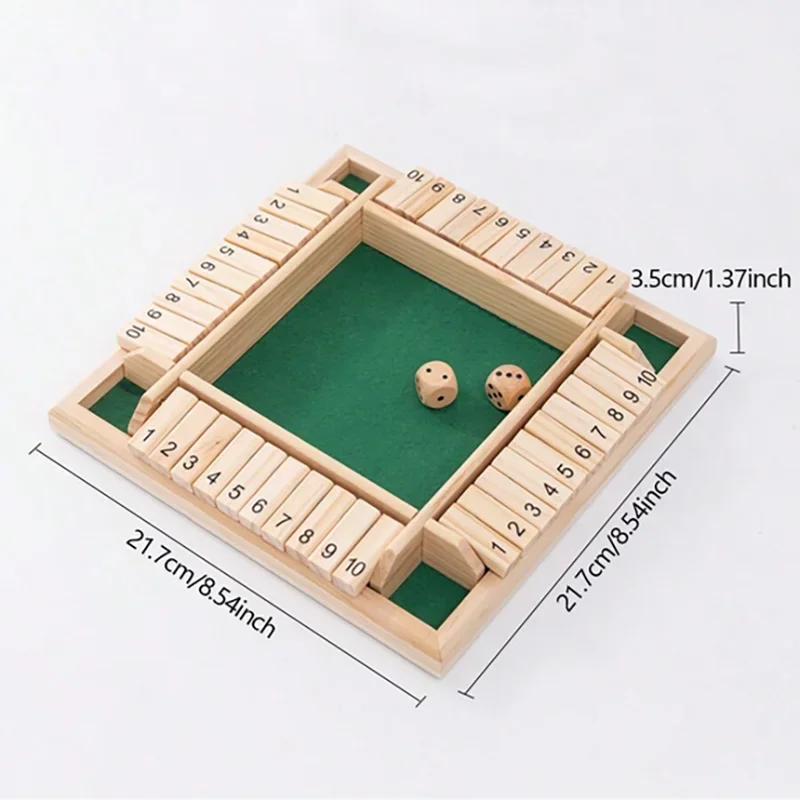 4-Sided Wooden Shut the Box Game