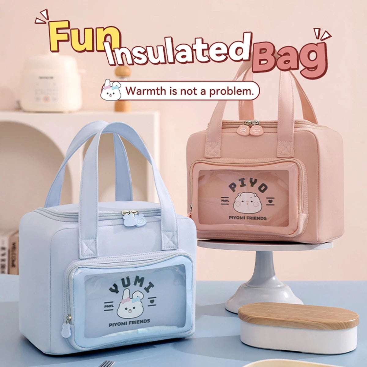 8L Cartoon Large Capacity Tote Lunch Bag