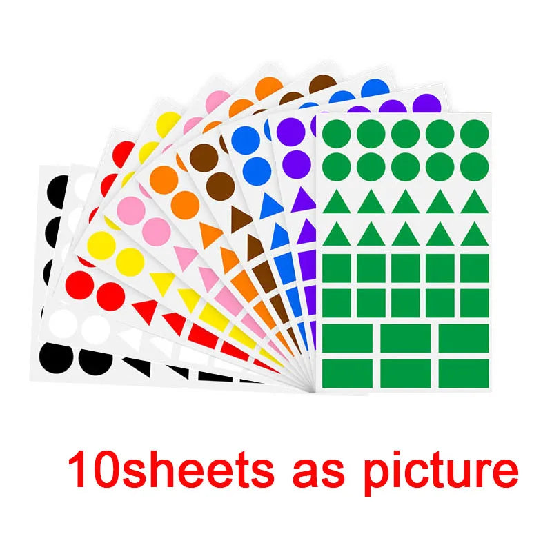 360-1080pcs Colored Triangles Rectangular Dot Stickers for Kids