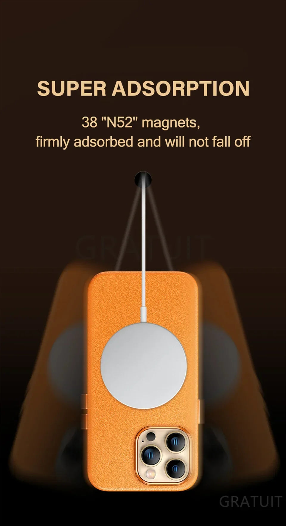 Luxury Leather Magnetic Wireless Charging Case For iPhone