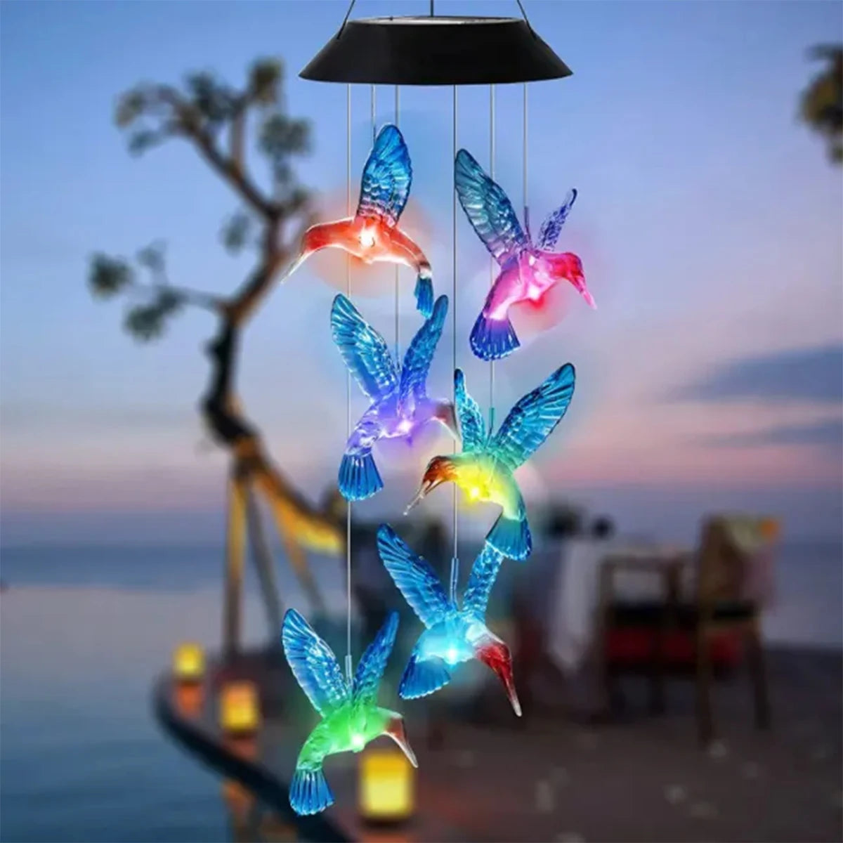 Hummingbird Solar Wind Chime LED Light