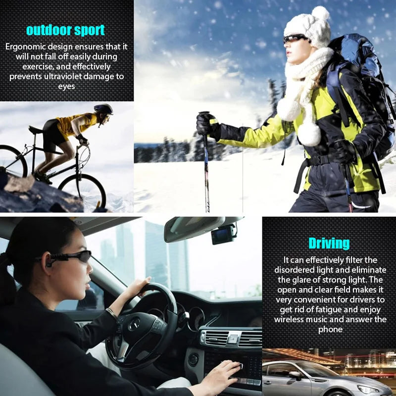 Sports Stereo Wireless Bluetooth Earphones Cycling Sunglasses
