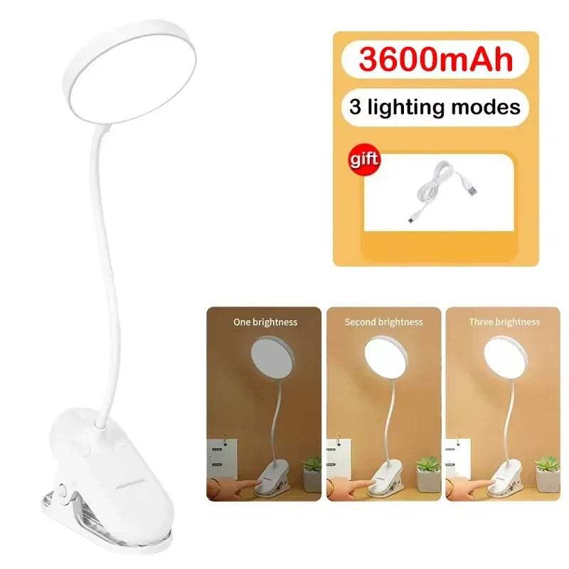 Rechargeable LED Desk Lamp with Folding Clamp