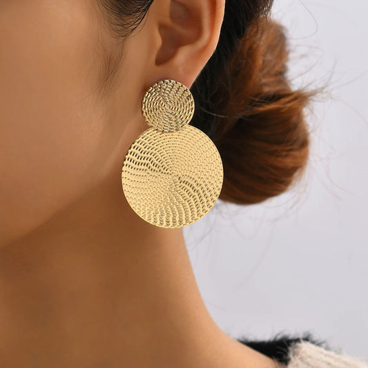 Aretes De Mujer Bohemian Geometric Metal Round Earrings