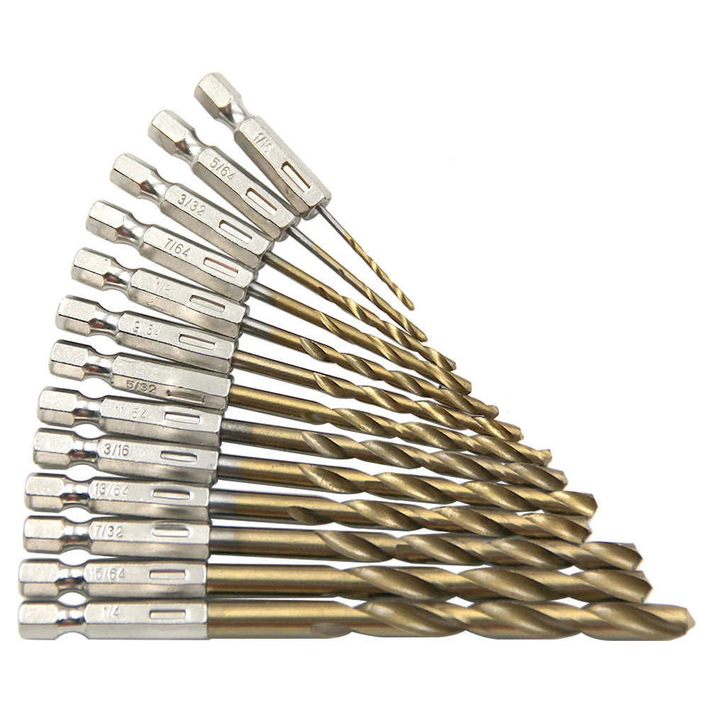 Hexagonal handle 13pc Titanium Twists drill