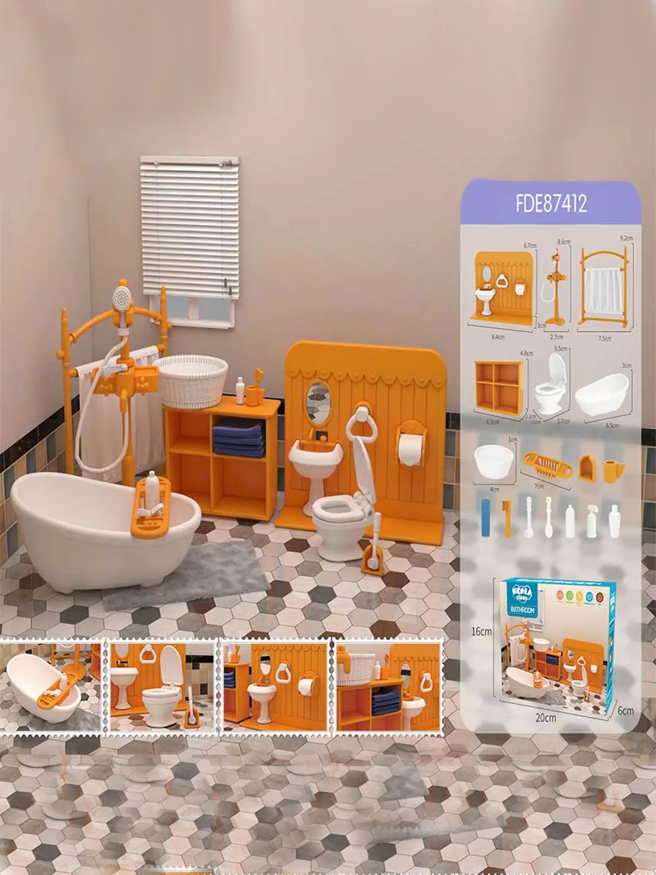 Dollhouse Furniture Bathroom Set