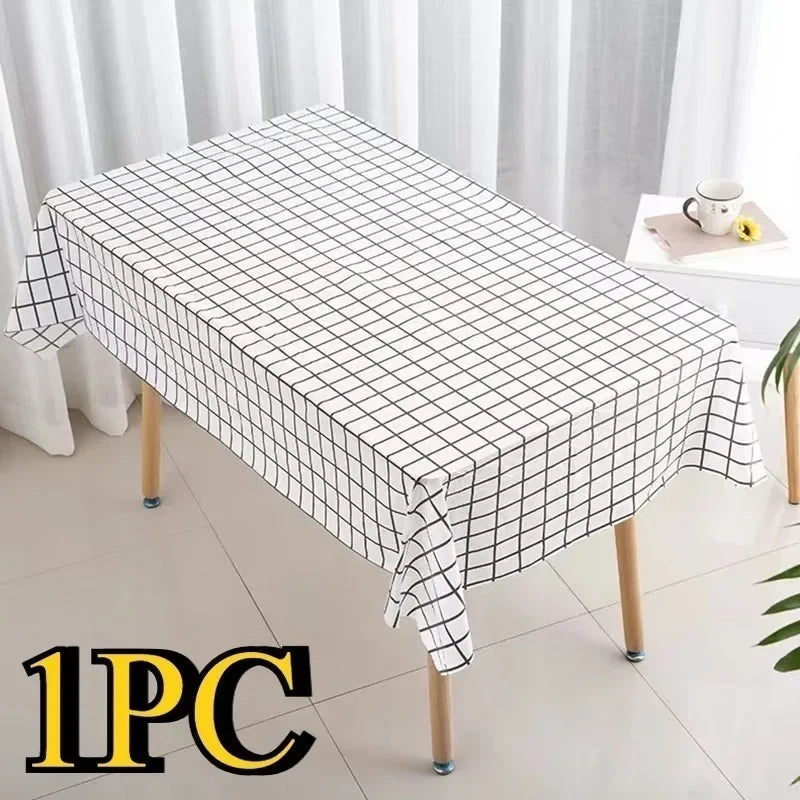 Disposable Checkered Plastic Tablecloth