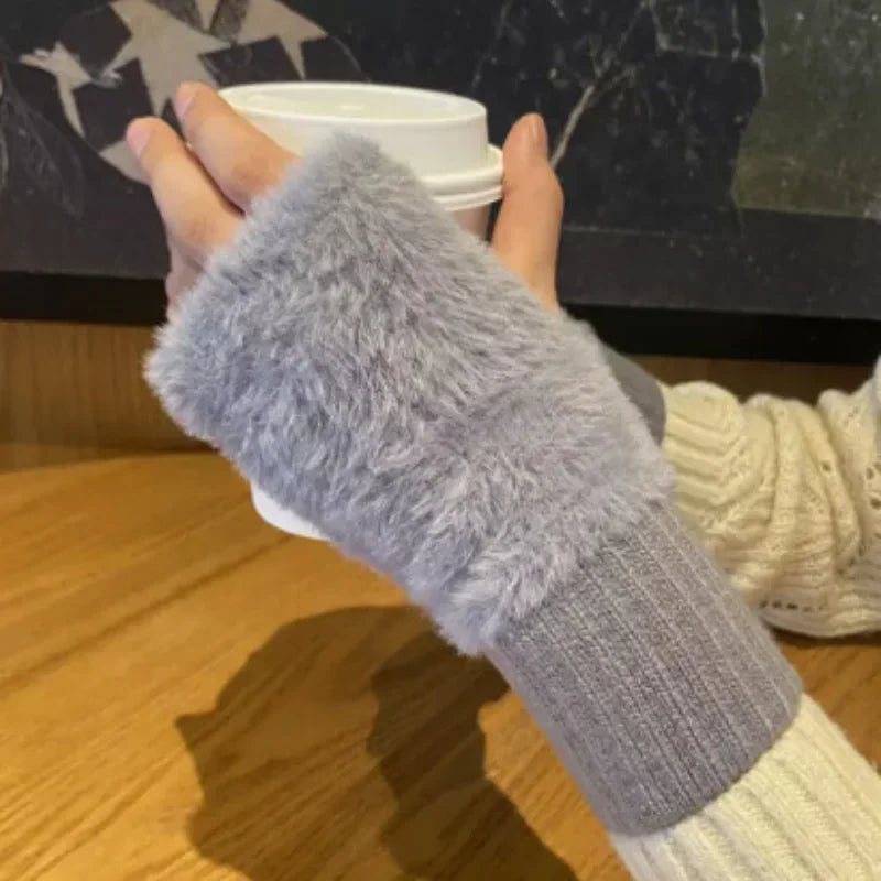 Fleece Half Finger Gloves