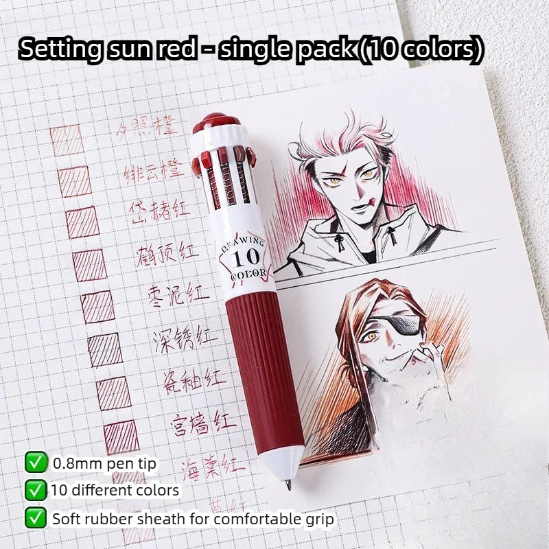 0.8mm Soft Grip Multi-Colour Ballpoint Pen for Drawing & Writing