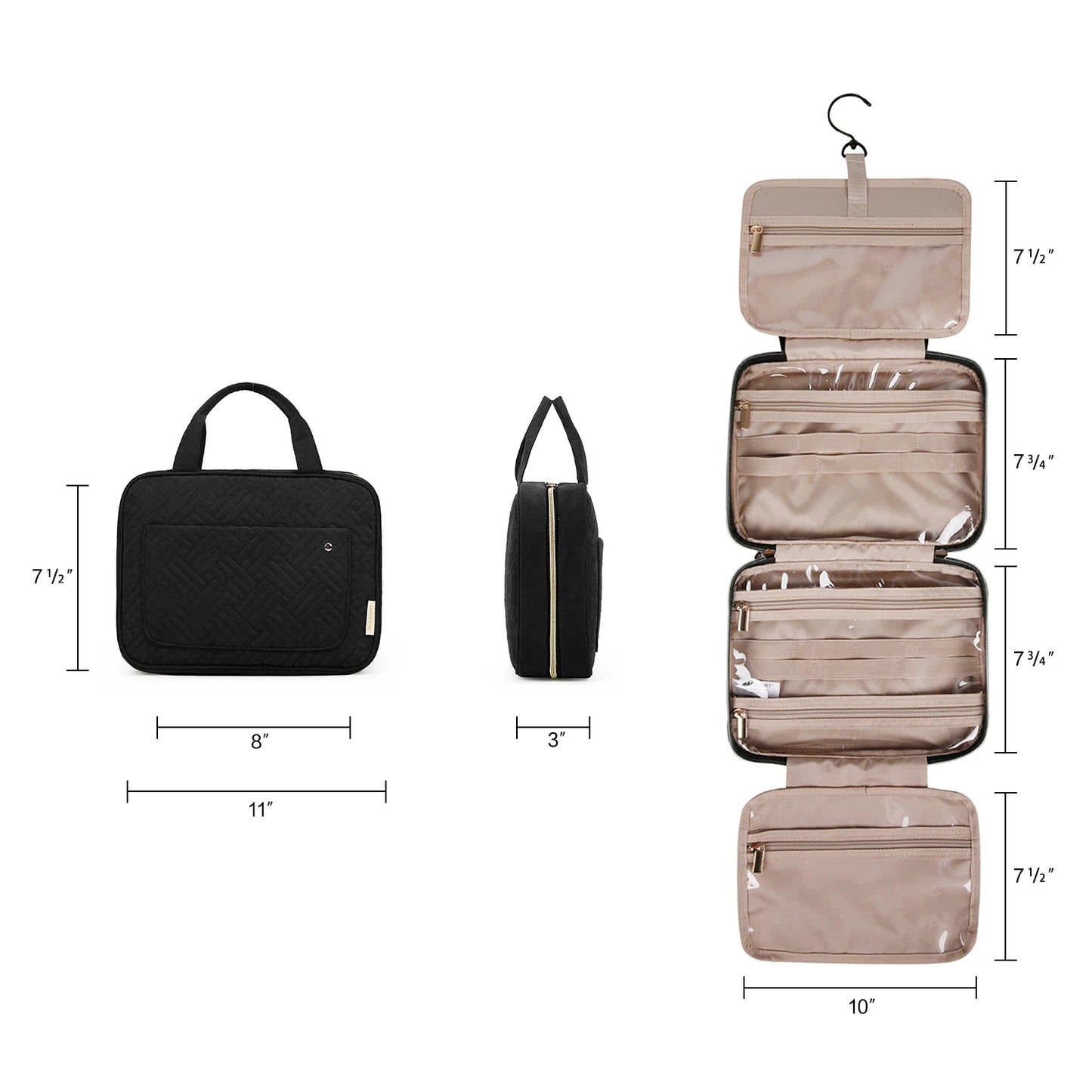 Makeup Cosmetic Bag with Hanging Hook Water-resistant
