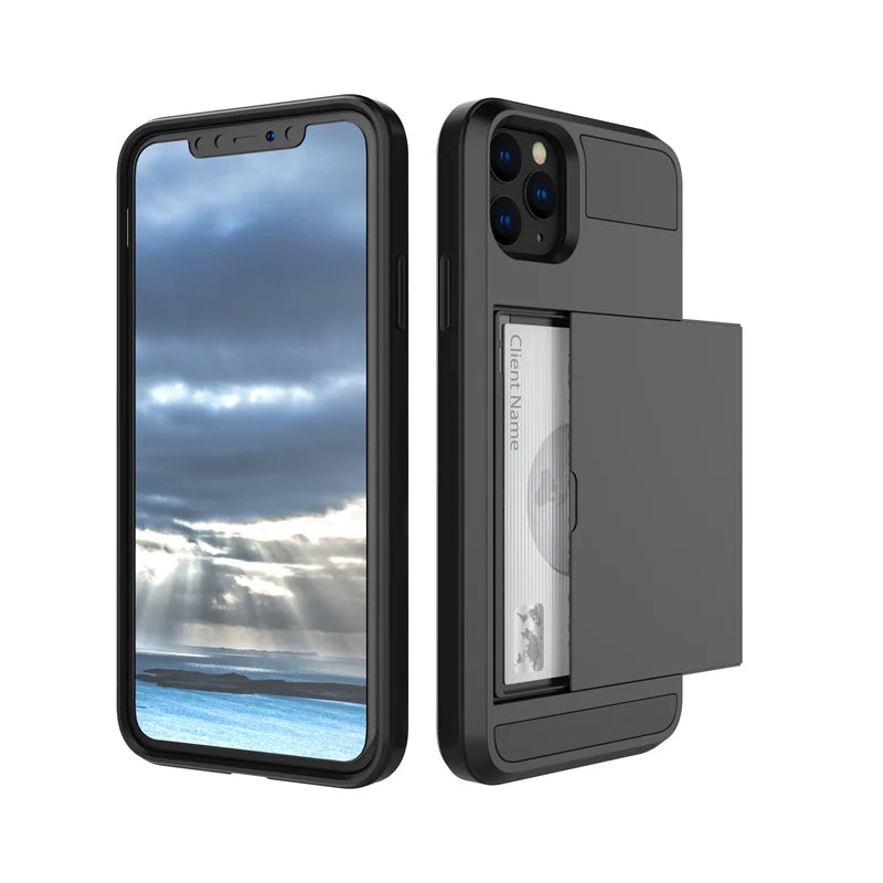 Dual-Layer Card Holder Phone Case for iPhone