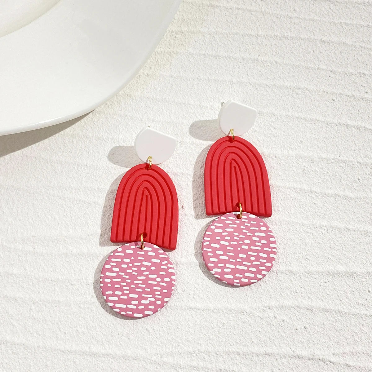 AENSOA Colorful Painted Pattern Acrylic Drop Earrings