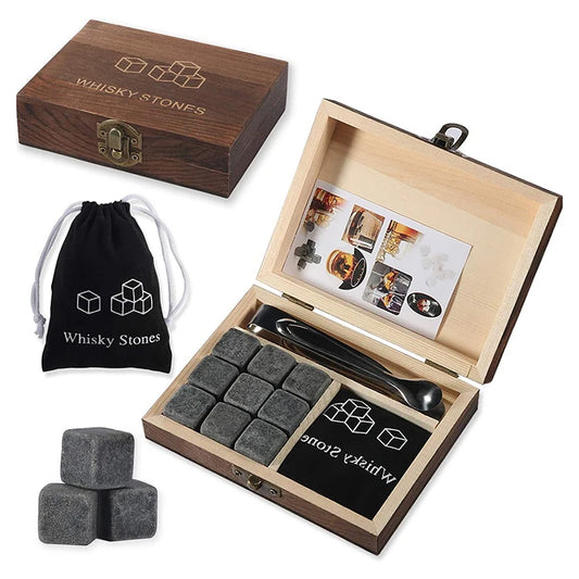 Whisky Ice Stone Set with Wooden Box