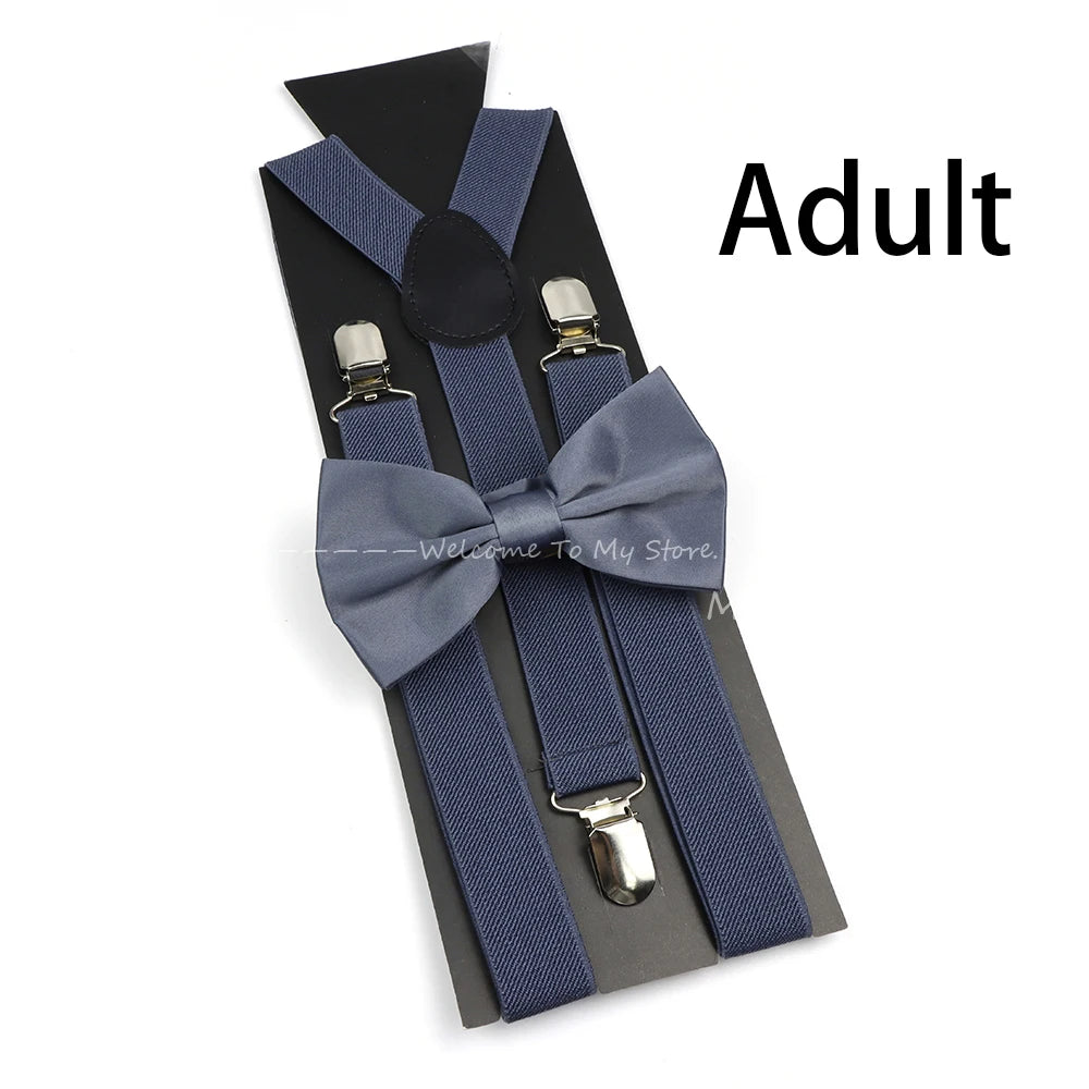 Solid Color Elastic Leather Suspenders
