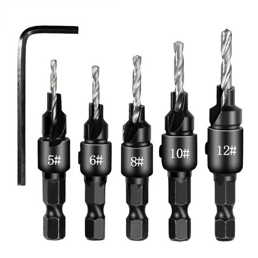 5pc Woodworking Tapper Hexagon Shank Screw