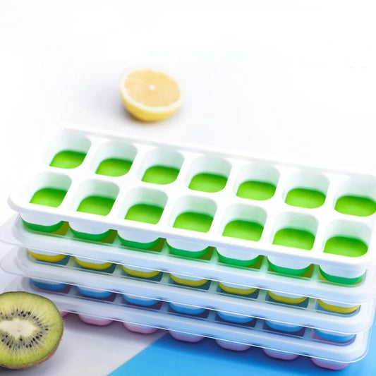 14-Grid Silicone Ice Cube Tray with Lid