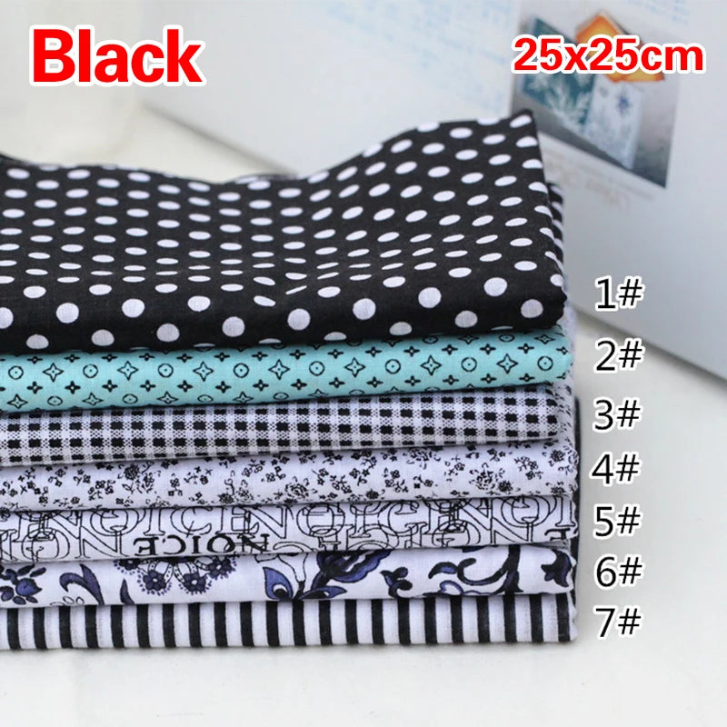 7Pcs/Set 25cmx25cm Square Cotton Fabric Printed For Patchwork