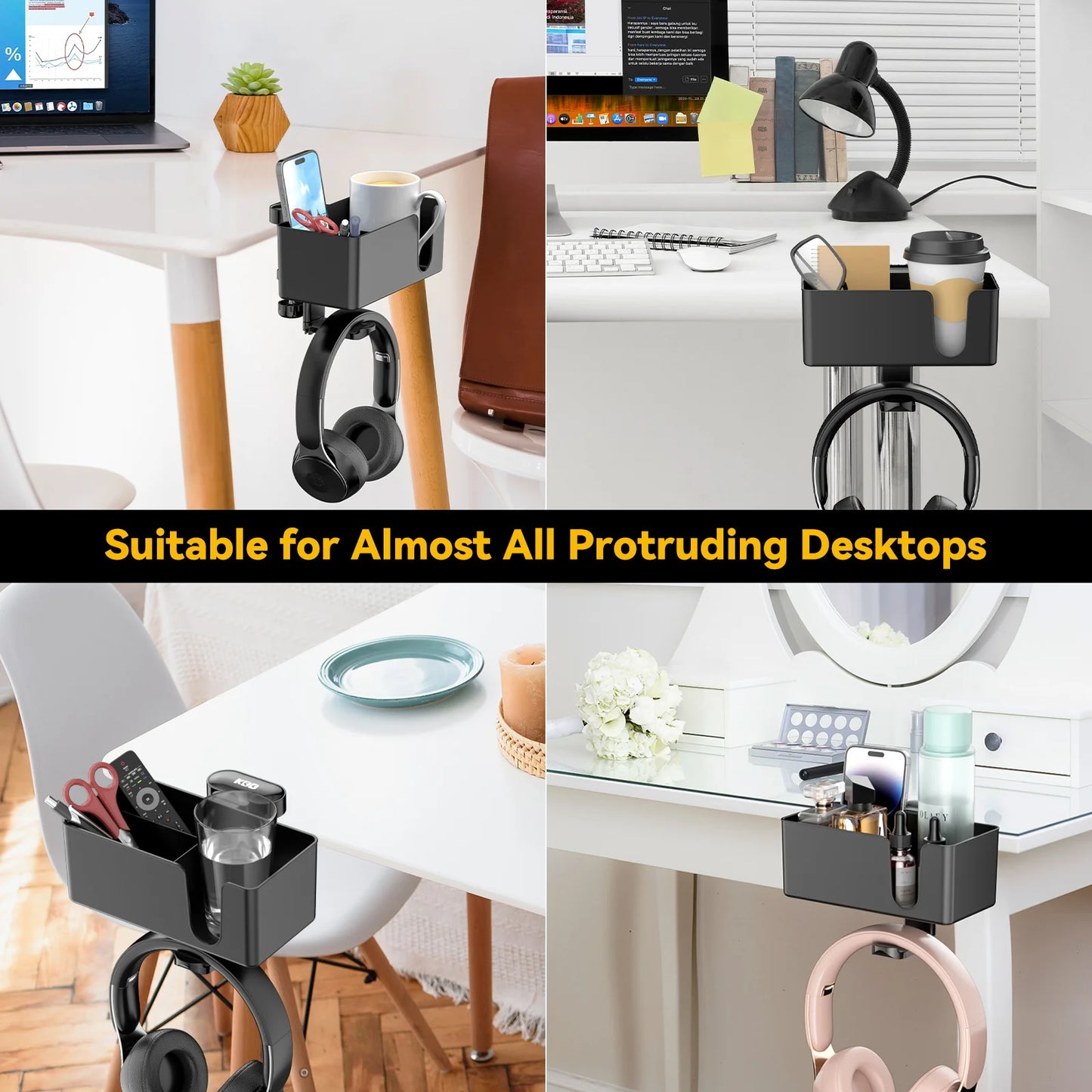 4 in 1 Desk Headphone Hanger Clamp