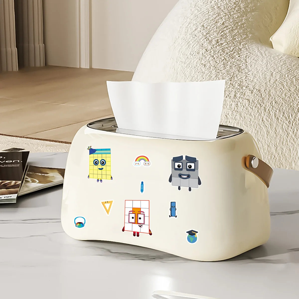 Cartoon Number Building Puzzle Sticker Set