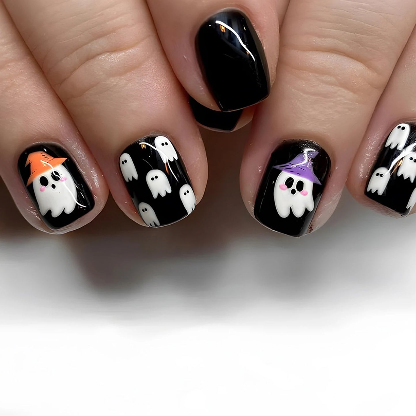 Halloween Ghost Spider Web Press On Nails