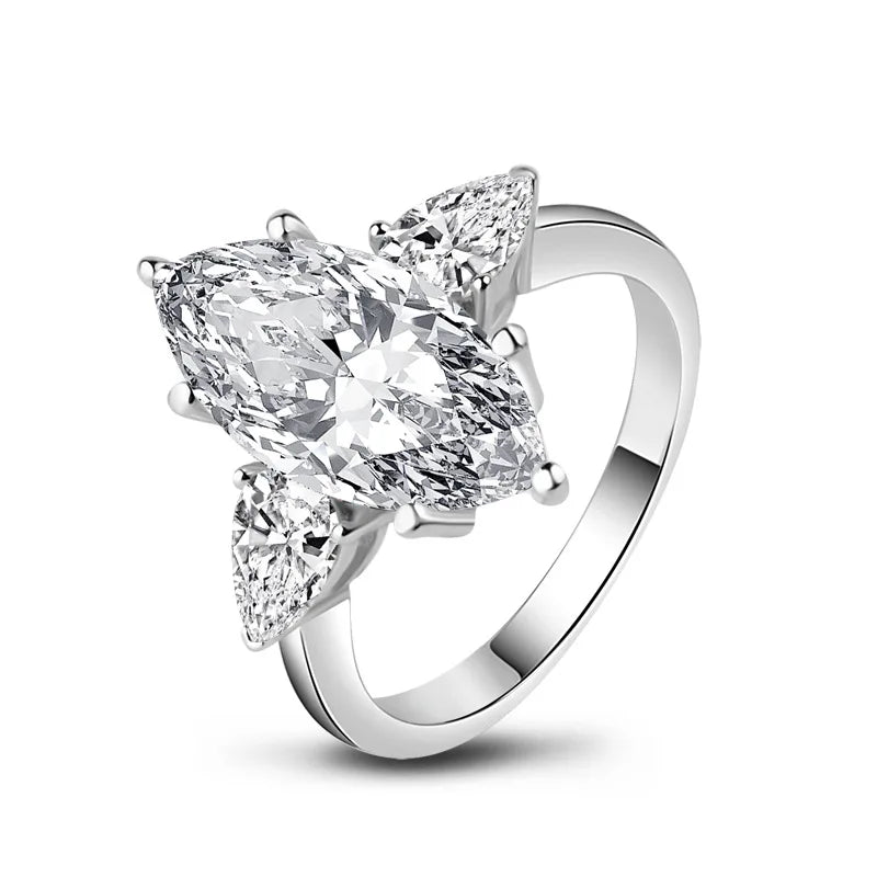 NKHOG 3 Carat Marquise Cut Moissanite Ring