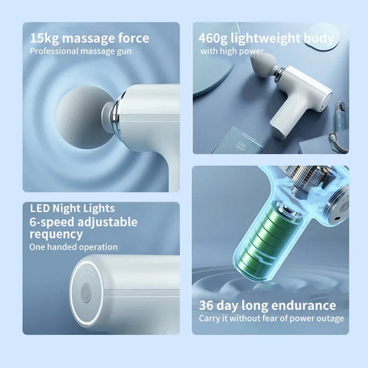 Portable AI Fascia Massage Gun with 4 Massage Heads