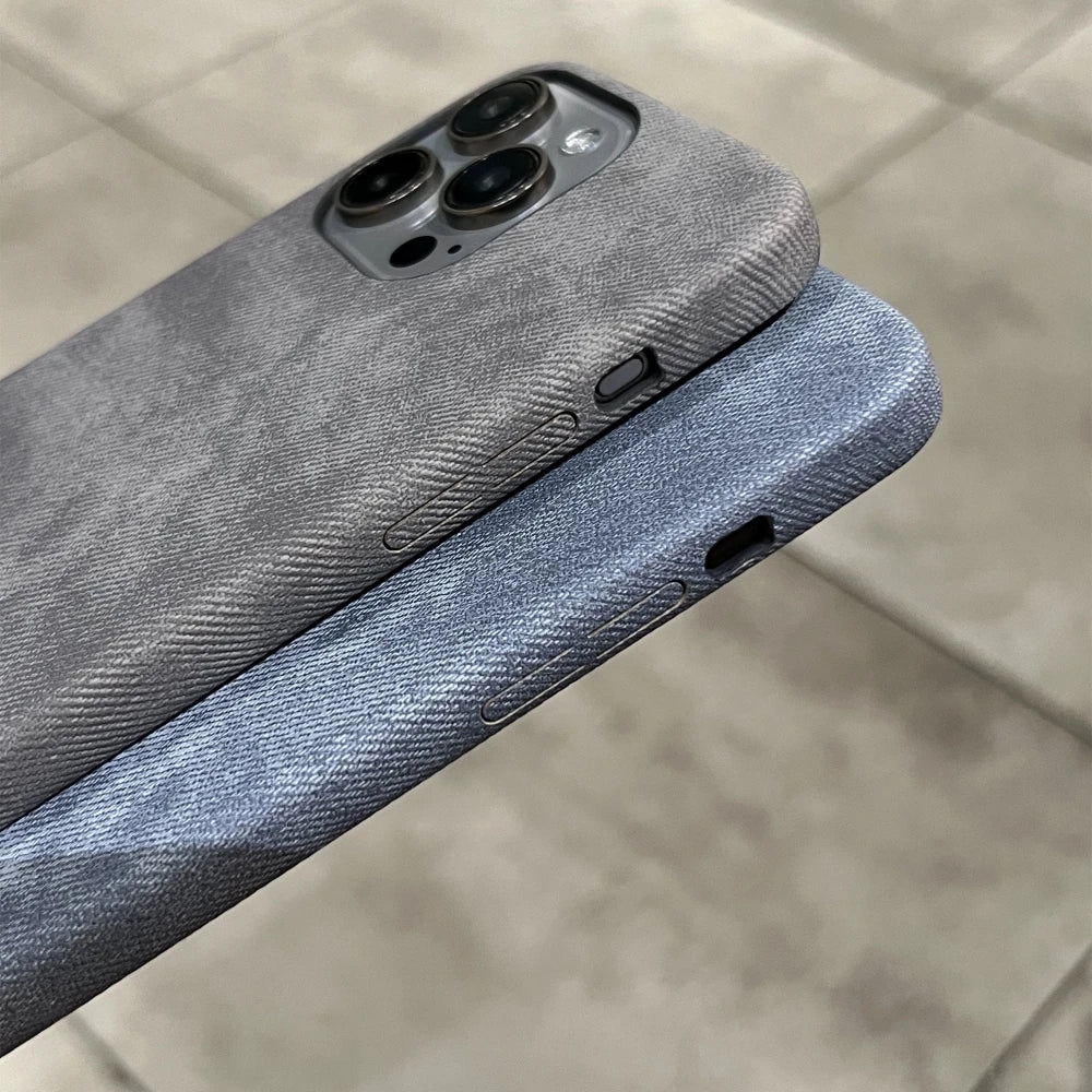 Luxury Matte Leather Fabric Case for iPhone
