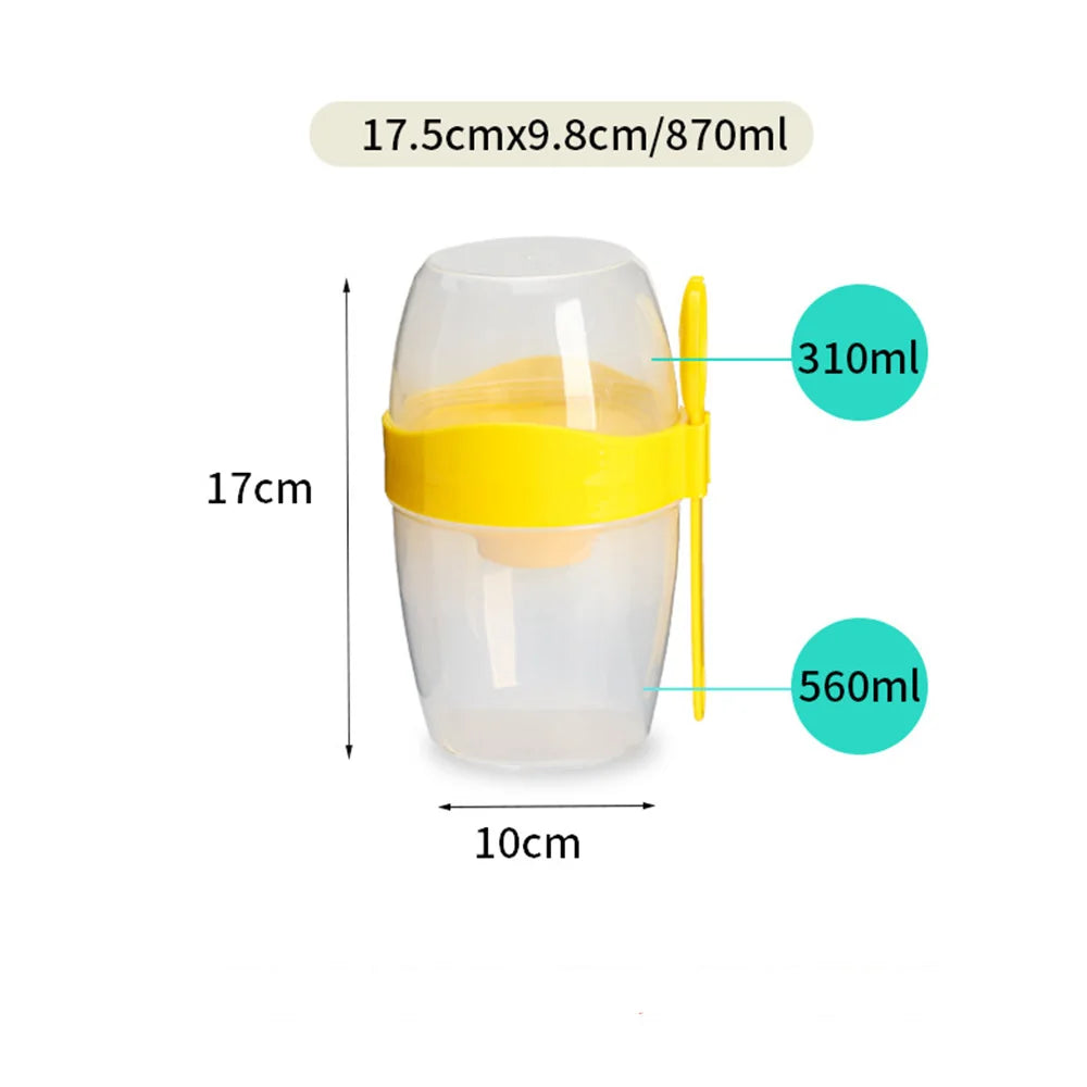 Portable Double-layer Lid with Spoon and Fork Lunch Cup